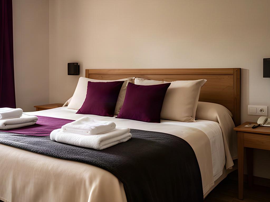 Quarto de pensão com cama feita, luz natural e mobiliário simples em Arganil